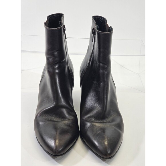LM Women's 38 Lorenzo Banfi Brown Leather Pointed Toe Ankle Boots Booties EUC - Picture 4 of 8